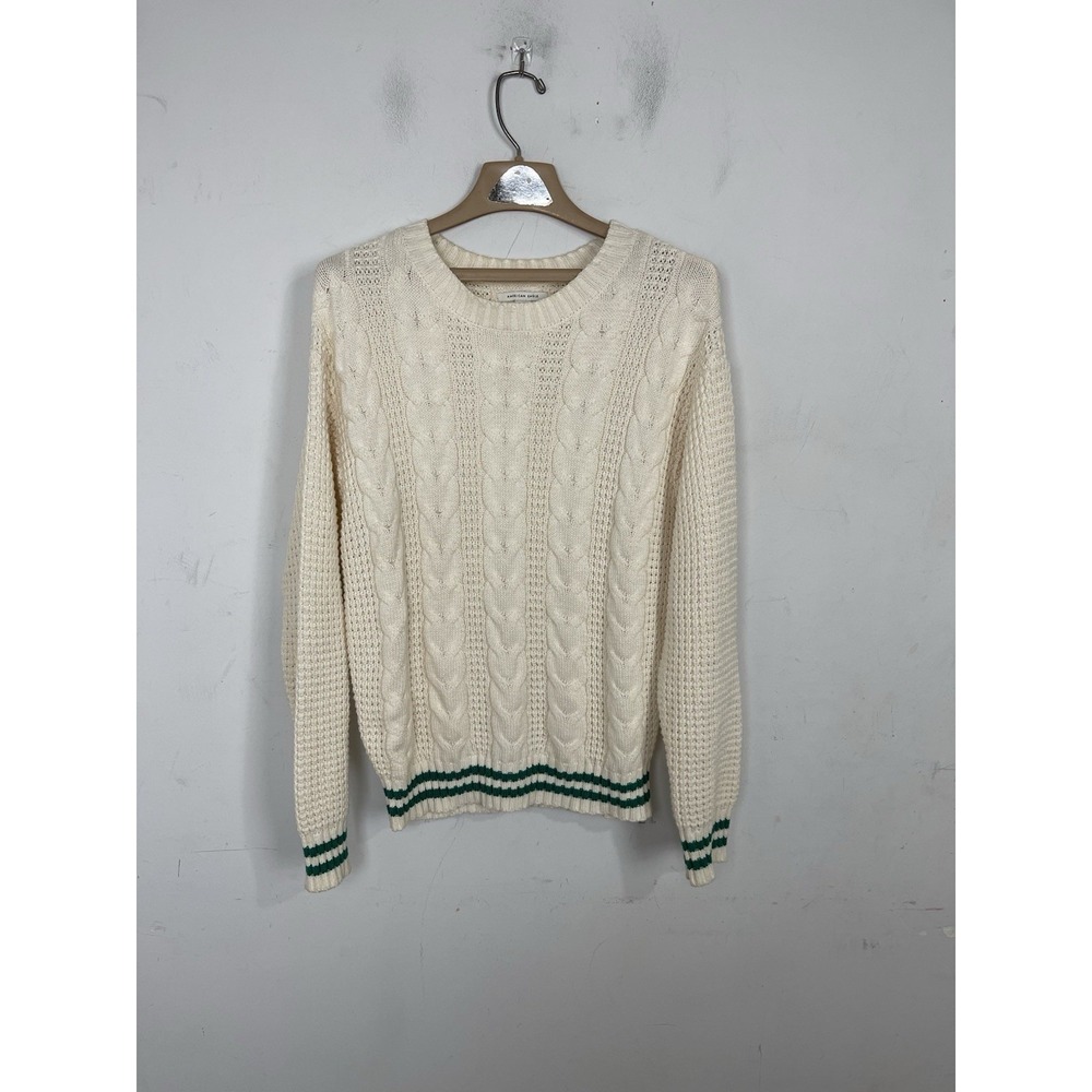 American Eagle Mens Sweater Medium Cable Knit Old‎ Money Preppy Country Club